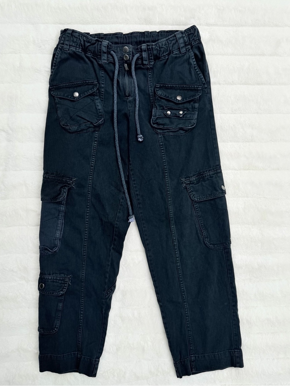 Free People Tahiti Cargo Pants Black Utility Drawstring Relaxed Fit S - Picture 5 of 12